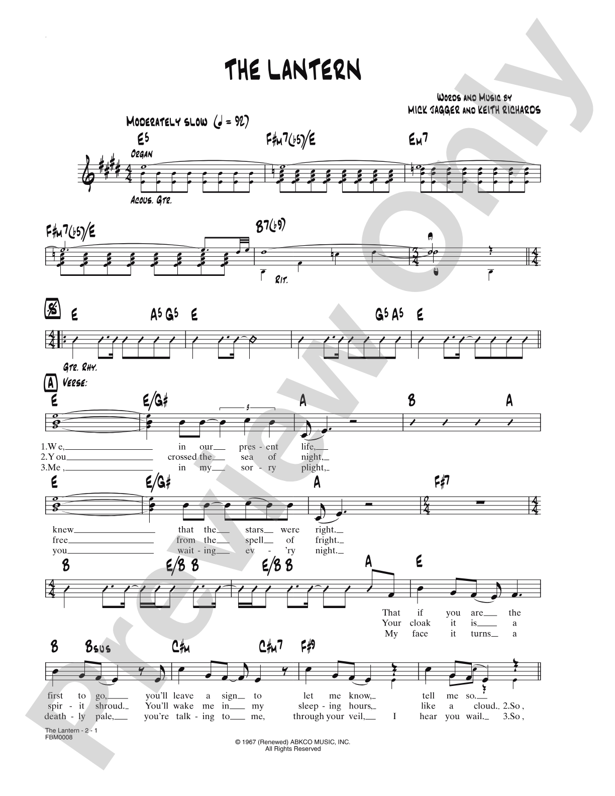 The Lantern: Lead Sheet