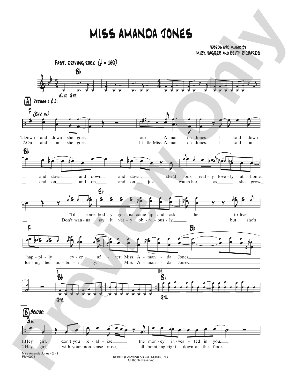 Miss Amanda Jones: Lead Sheet