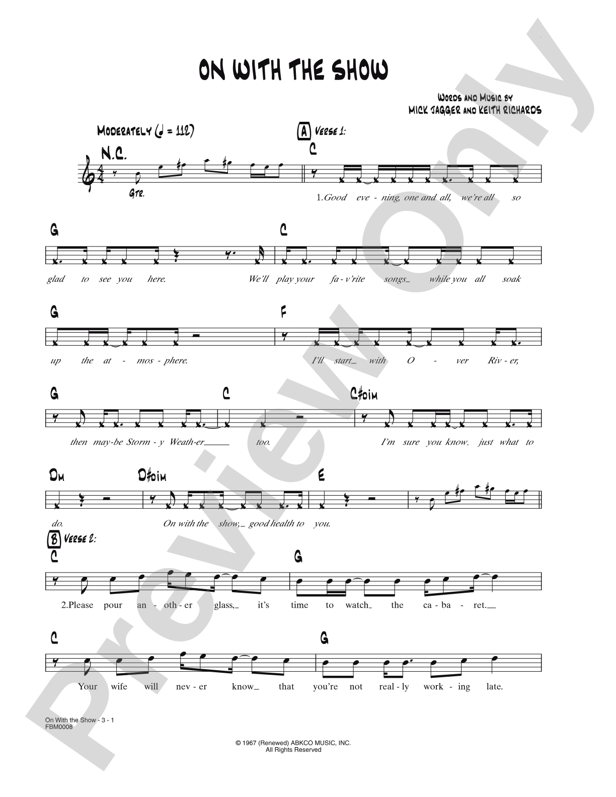 On With the Show: Lead Sheet