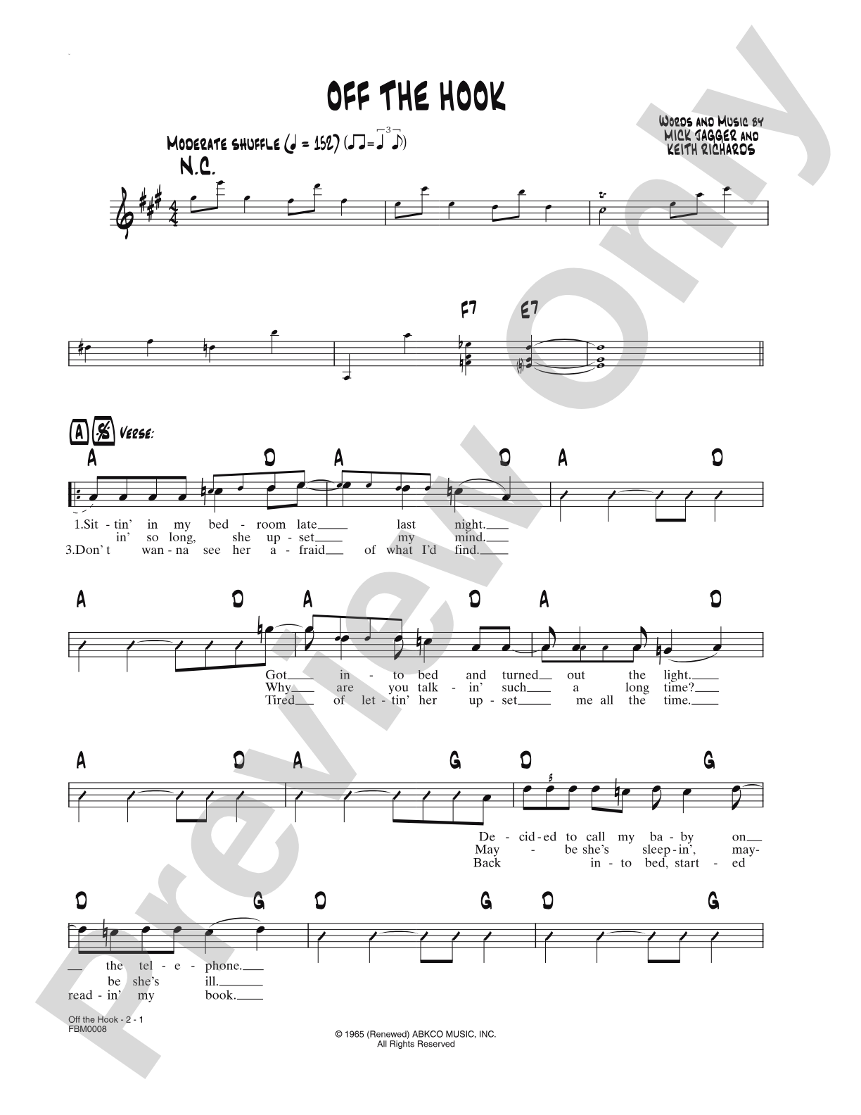 Off the Hook: Lead Sheet