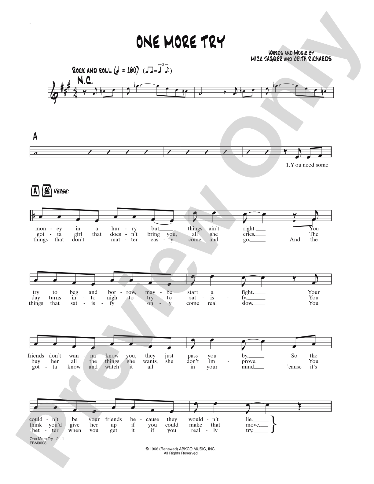 One More Try: Lead Sheet