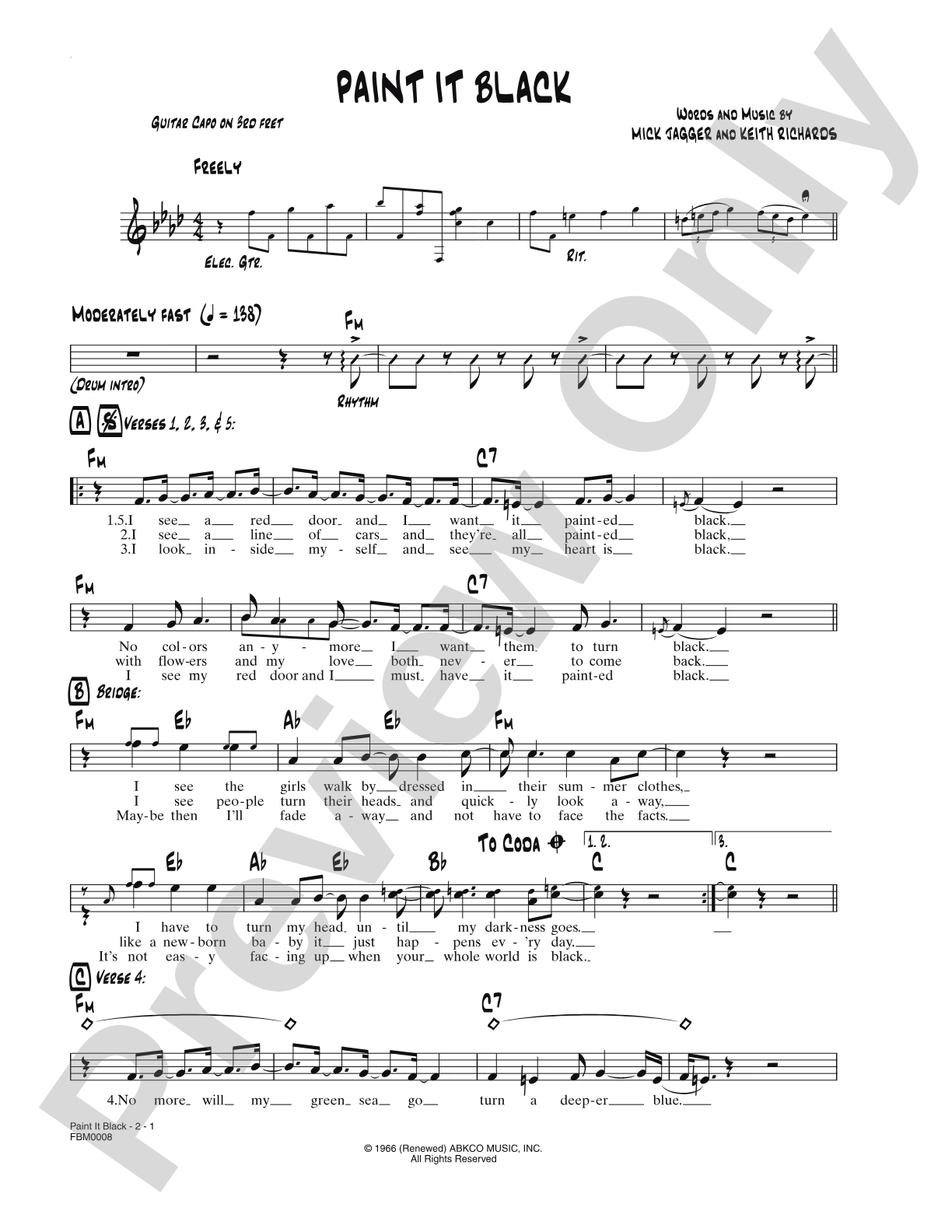 Paint It, Black: Lead Sheet