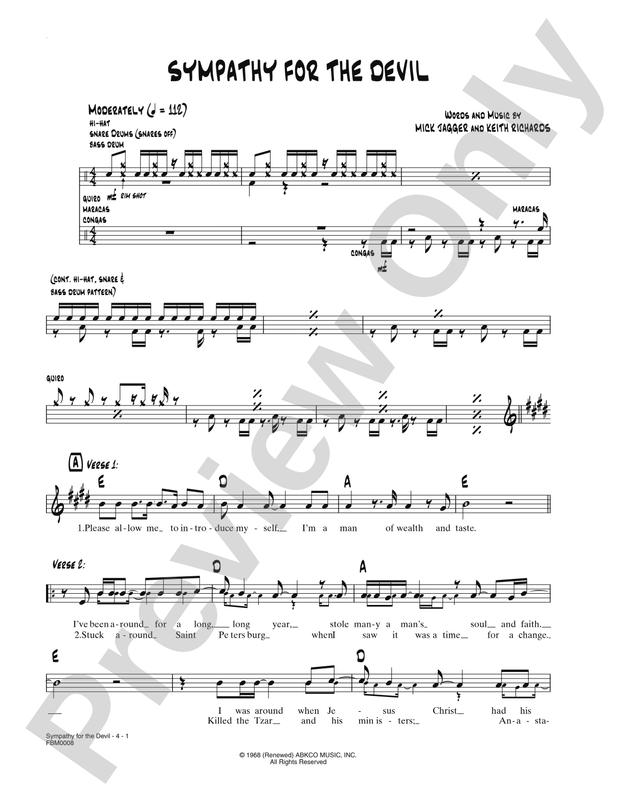 Sympathy for the Devil: Lead Sheet
