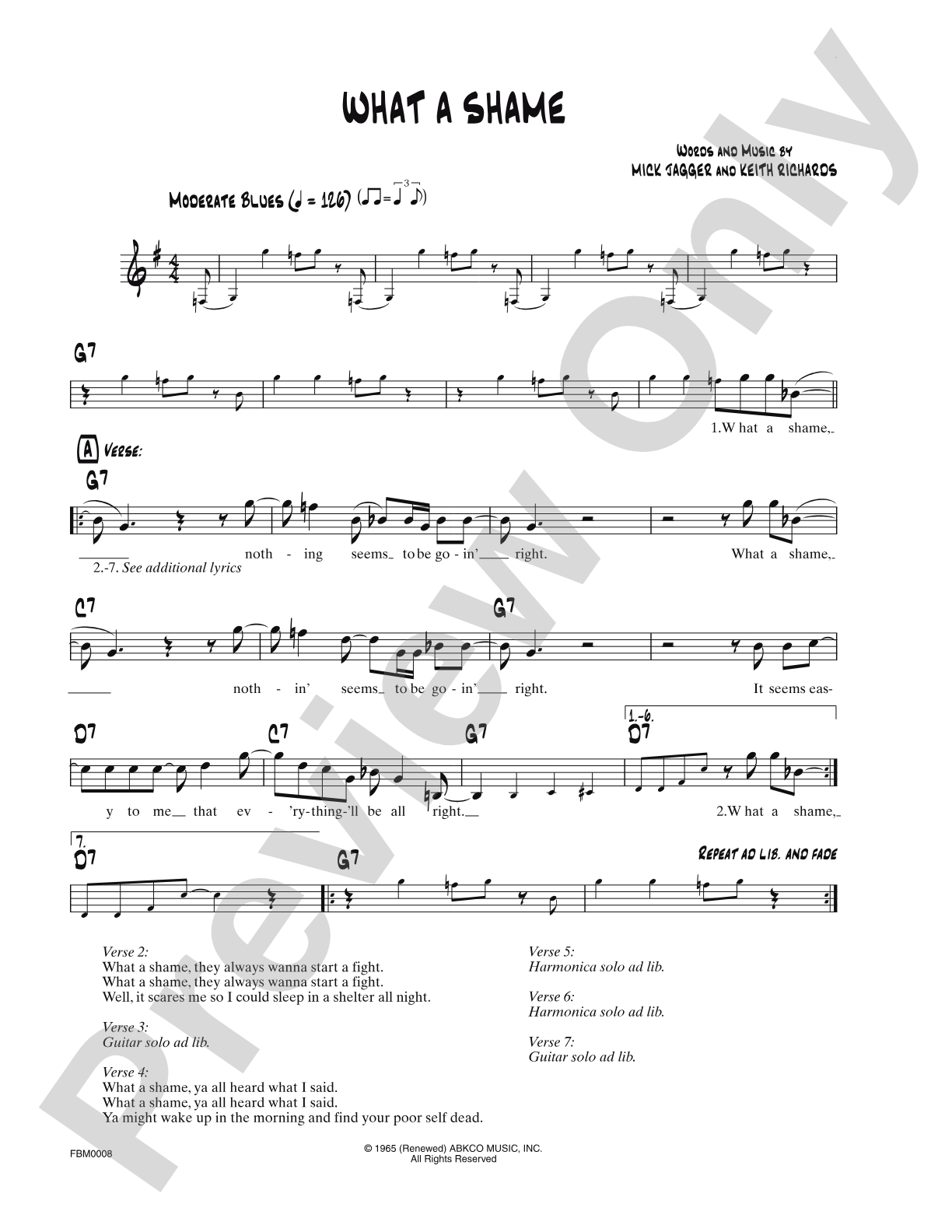 What a Shame: Lead Sheet