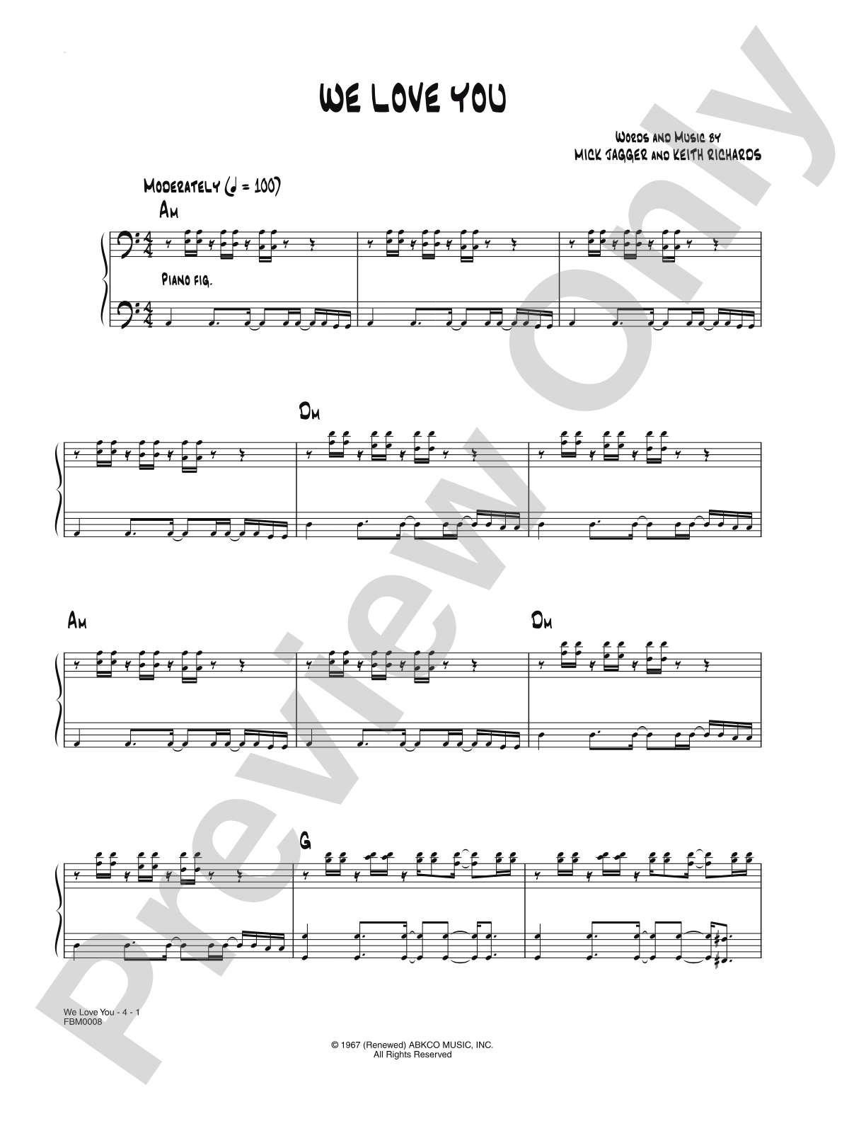 We love You: Lead Sheet