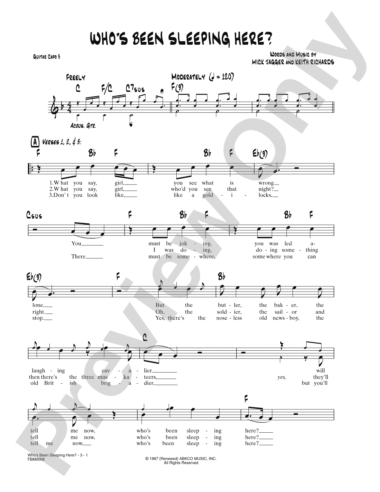 Who's Been Sleeping Here?: Lead Sheet