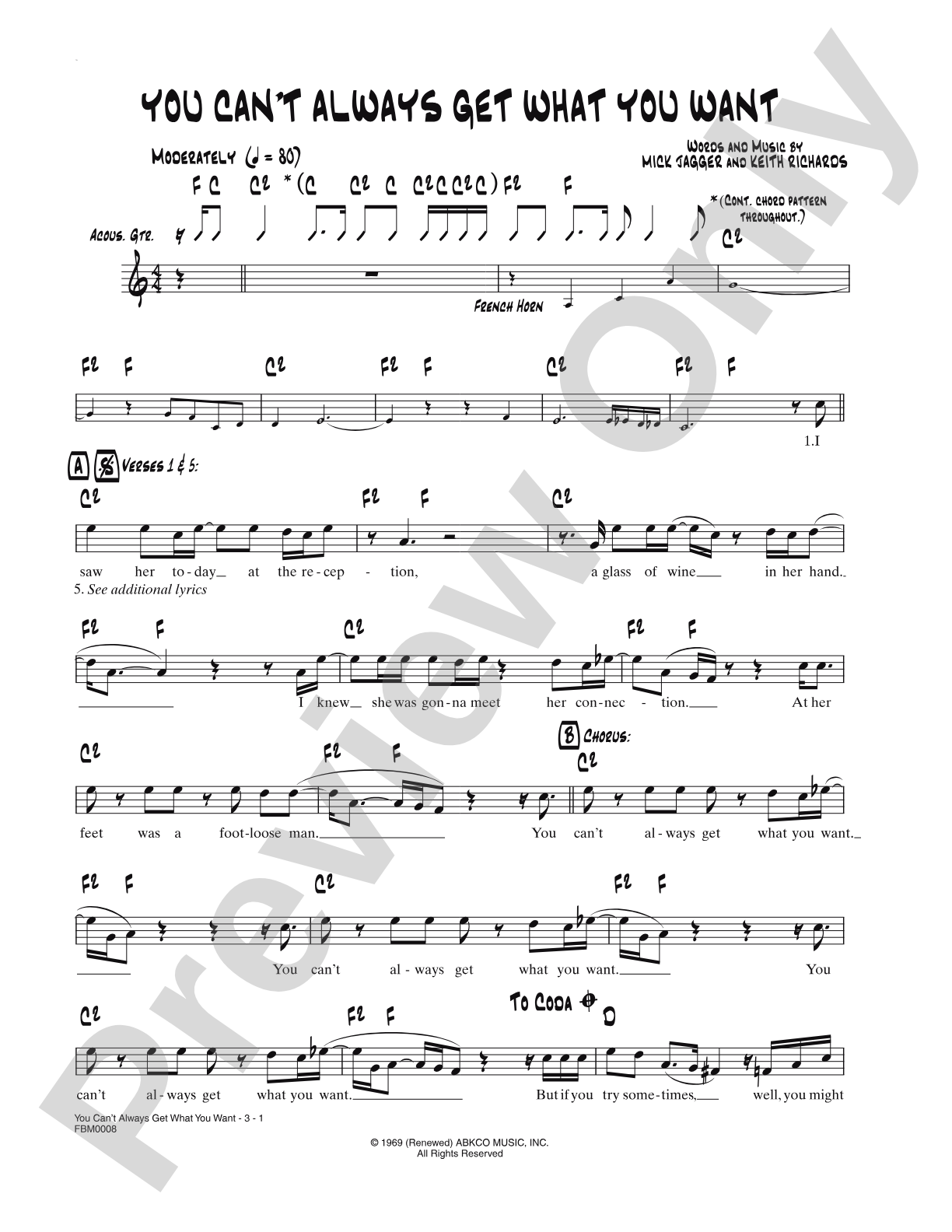 You Can't Always Get What You Want: Lead Sheet
