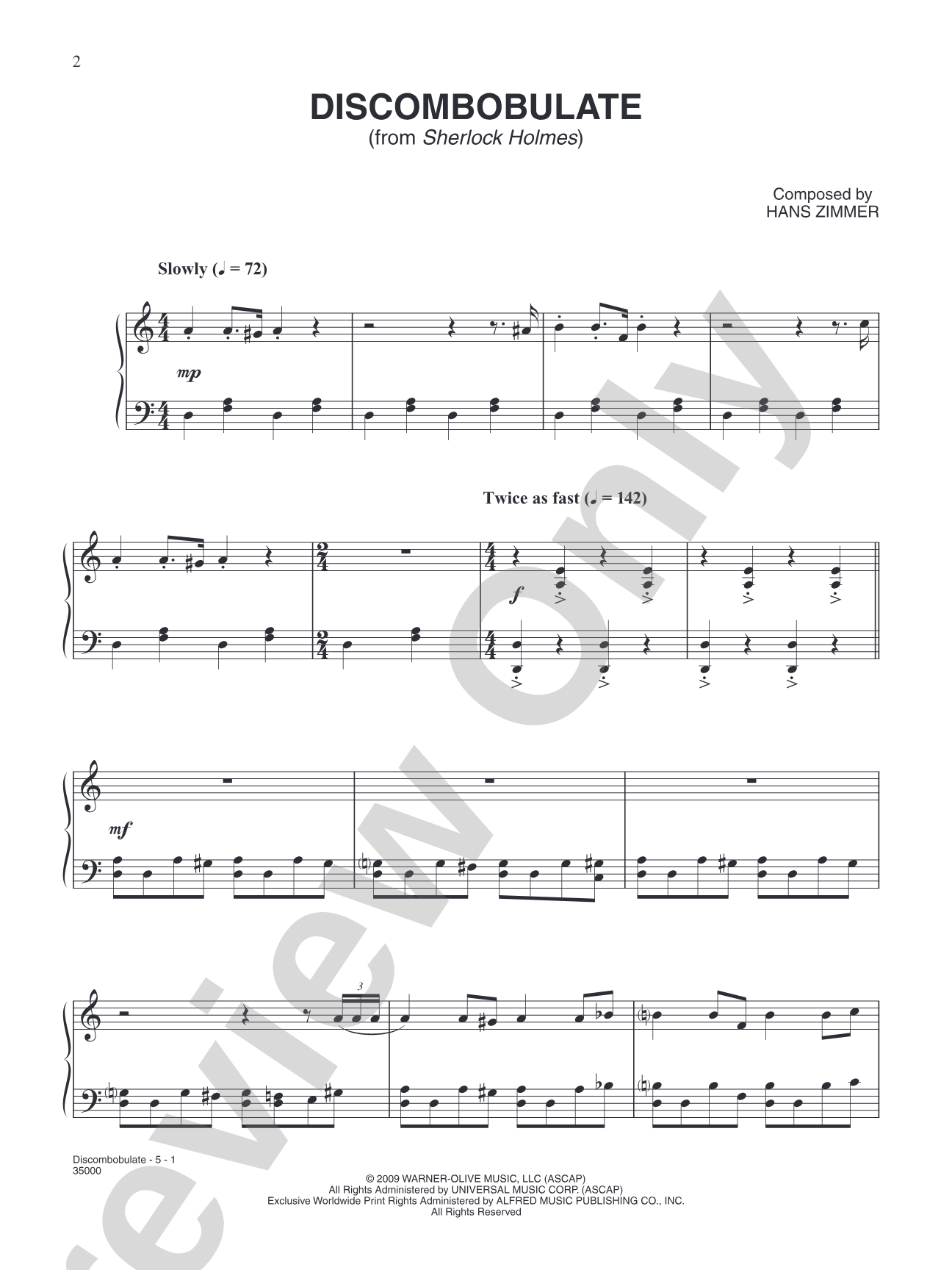 Discombobulate (from "Sherlock Holmes"): Piano