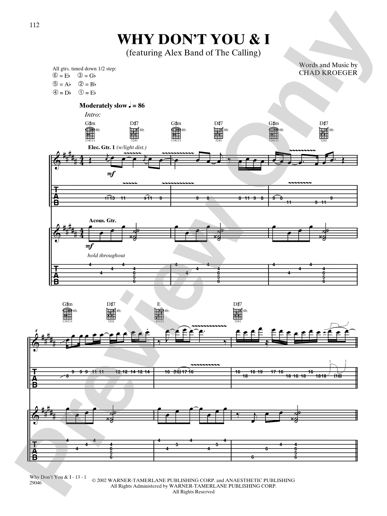 Why Don't You & I: Authentic Guitar TAB