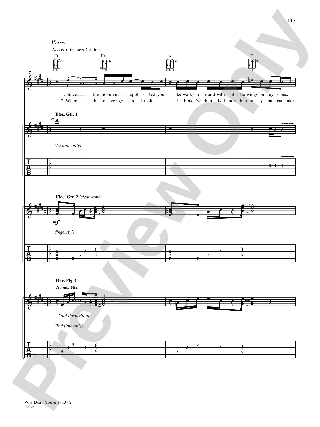 Why Don't You & I: Authentic Guitar TAB
