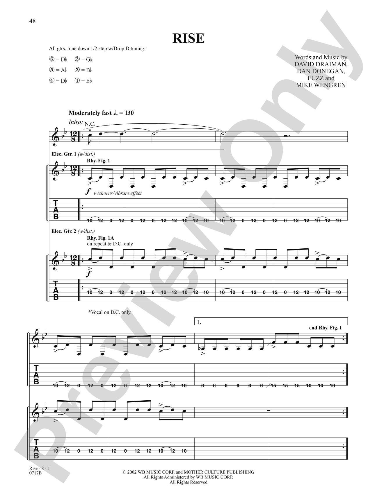 Rise: Authentic Guitar TAB