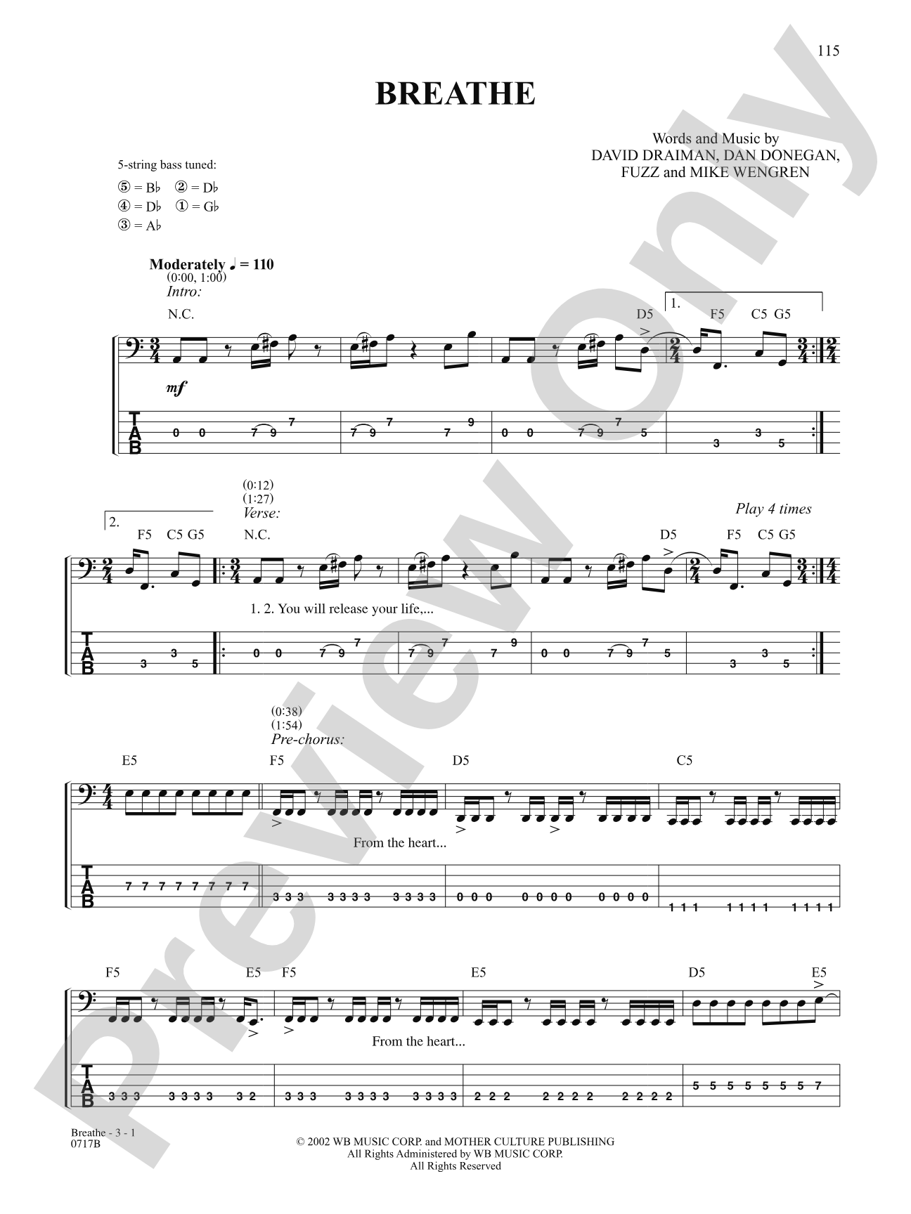 Breathe: Bass TAB
