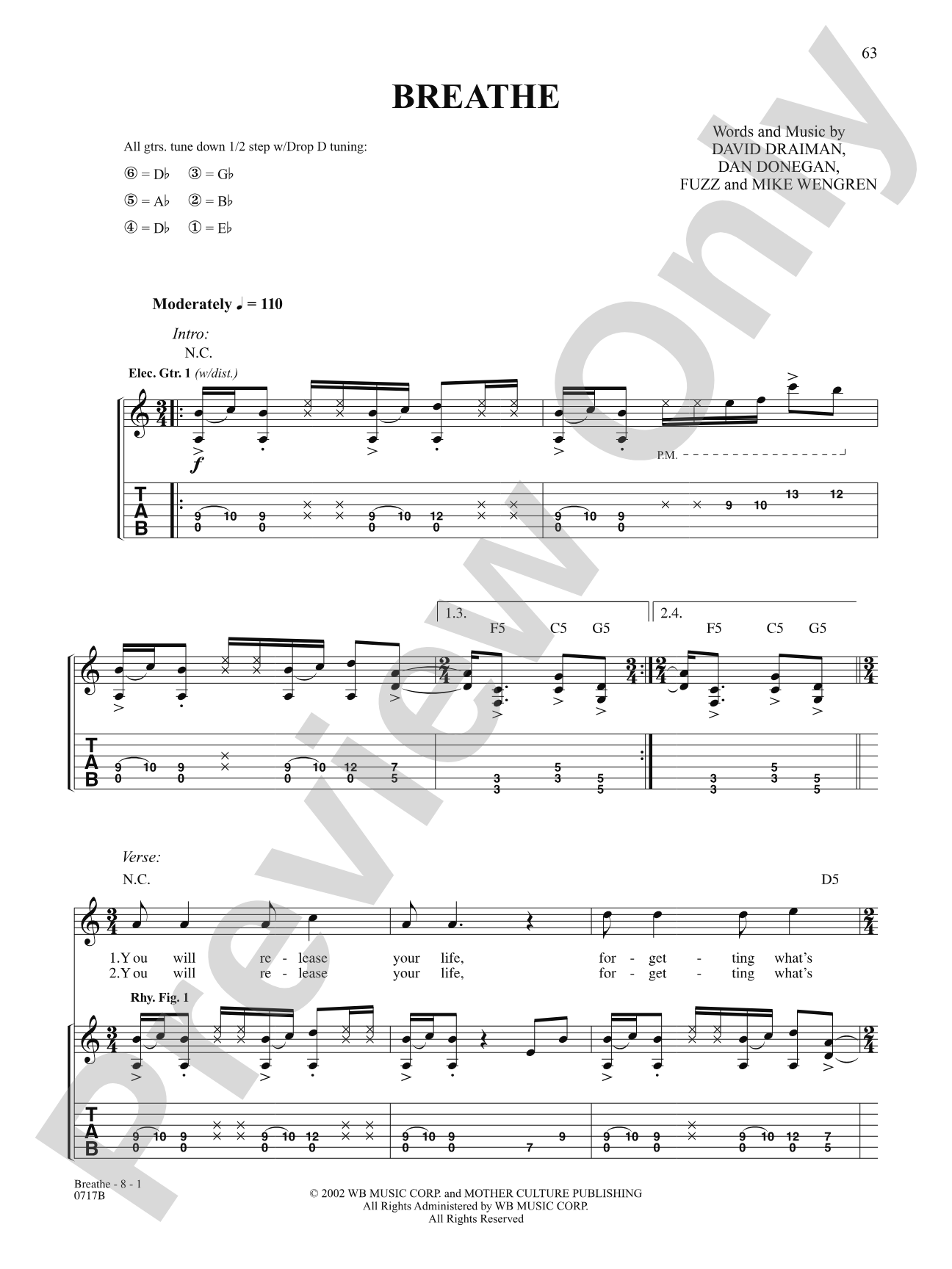 Breathe: Authentic Guitar TAB