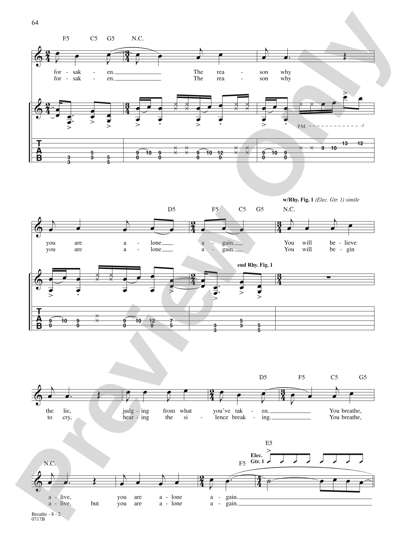 Breathe: Authentic Guitar TAB