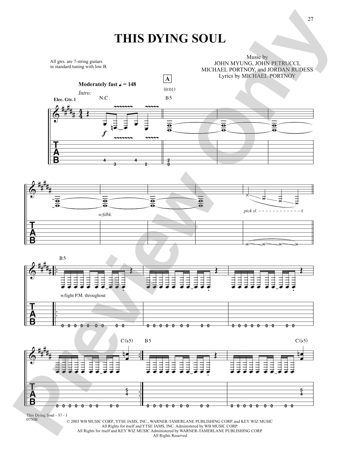 This Dying Soul: Authentic Guitar TAB