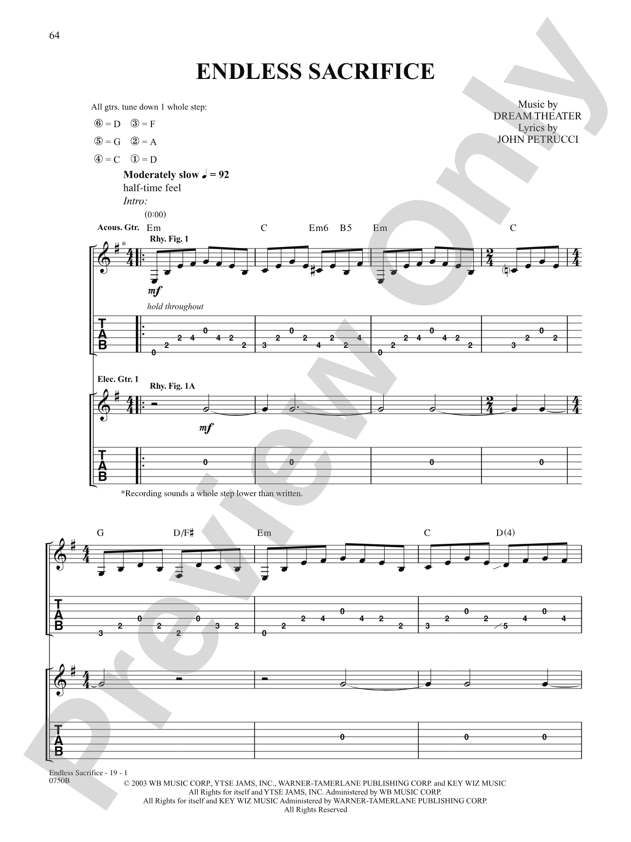 Endless Sacrifice: Authentic Guitar TAB