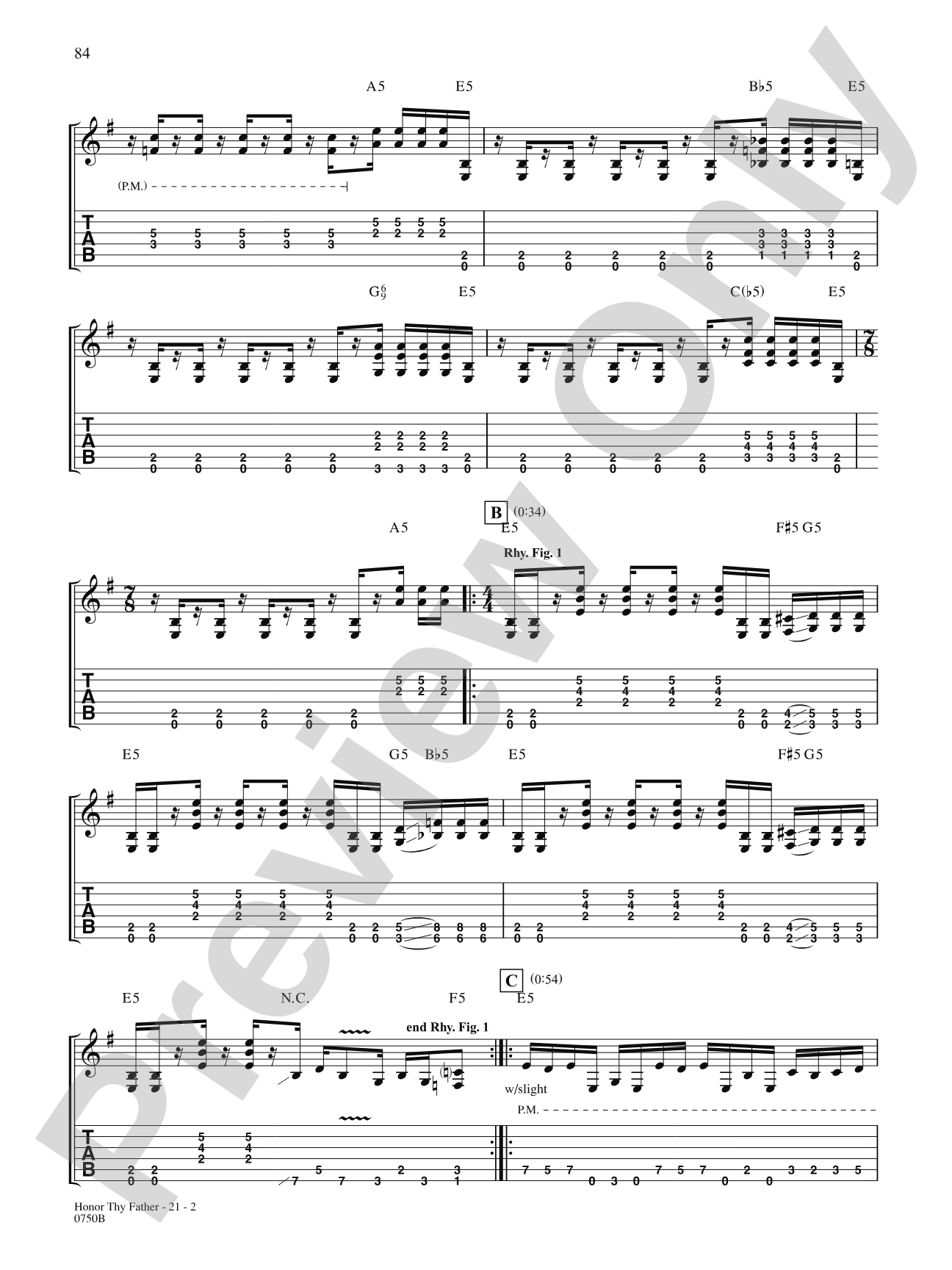 Honor Thy Father: Authentic Guitar TAB