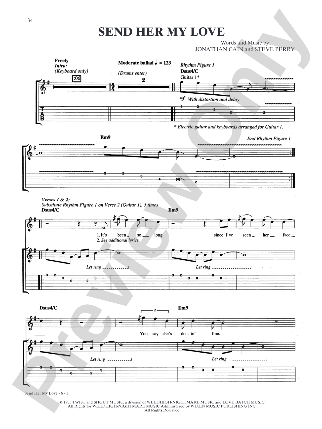 Send Her My Love: Authentic Guitar TAB