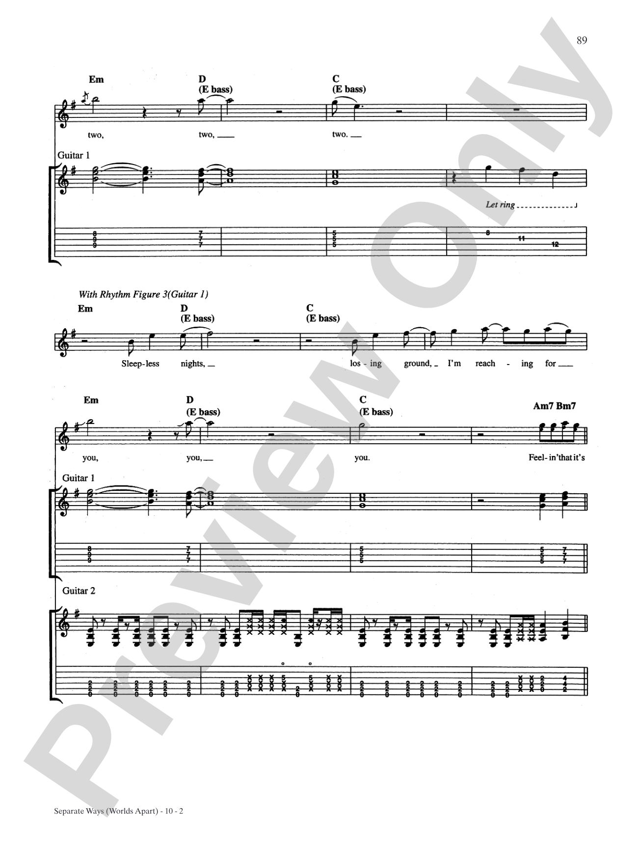 Separate Ways (Worlds Apart): Authentic Guitar TAB