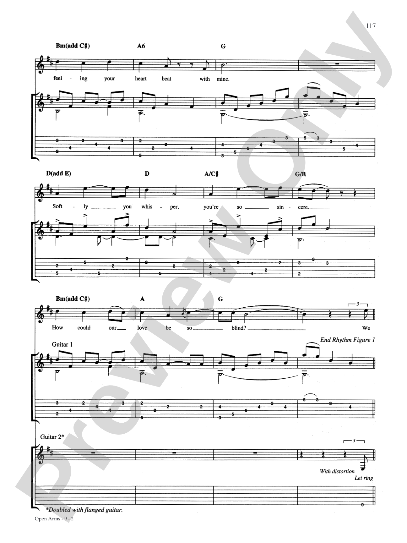 Open Arms: Authentic Guitar TAB
