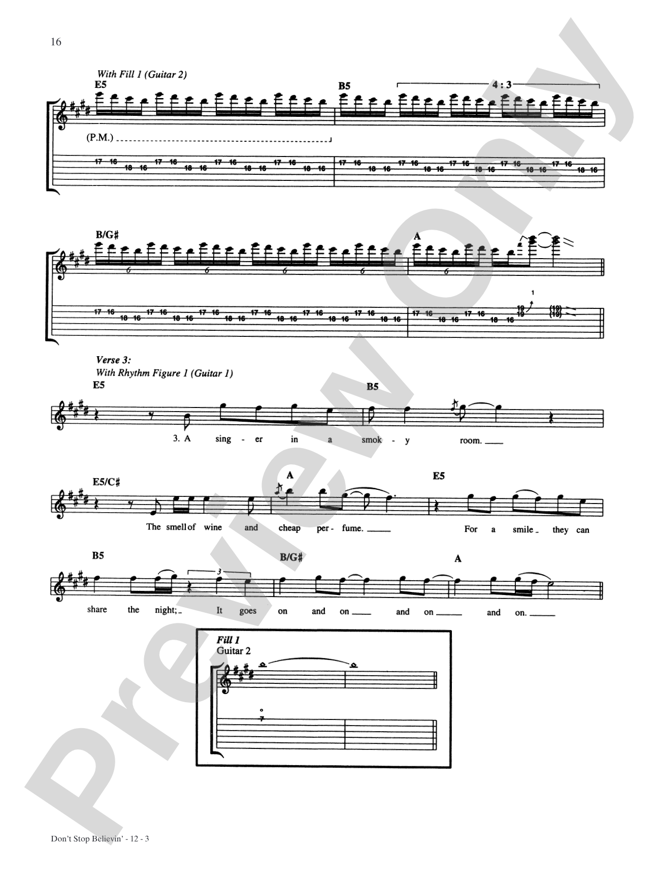 Don't Stop Believin': Authentic Guitar TAB