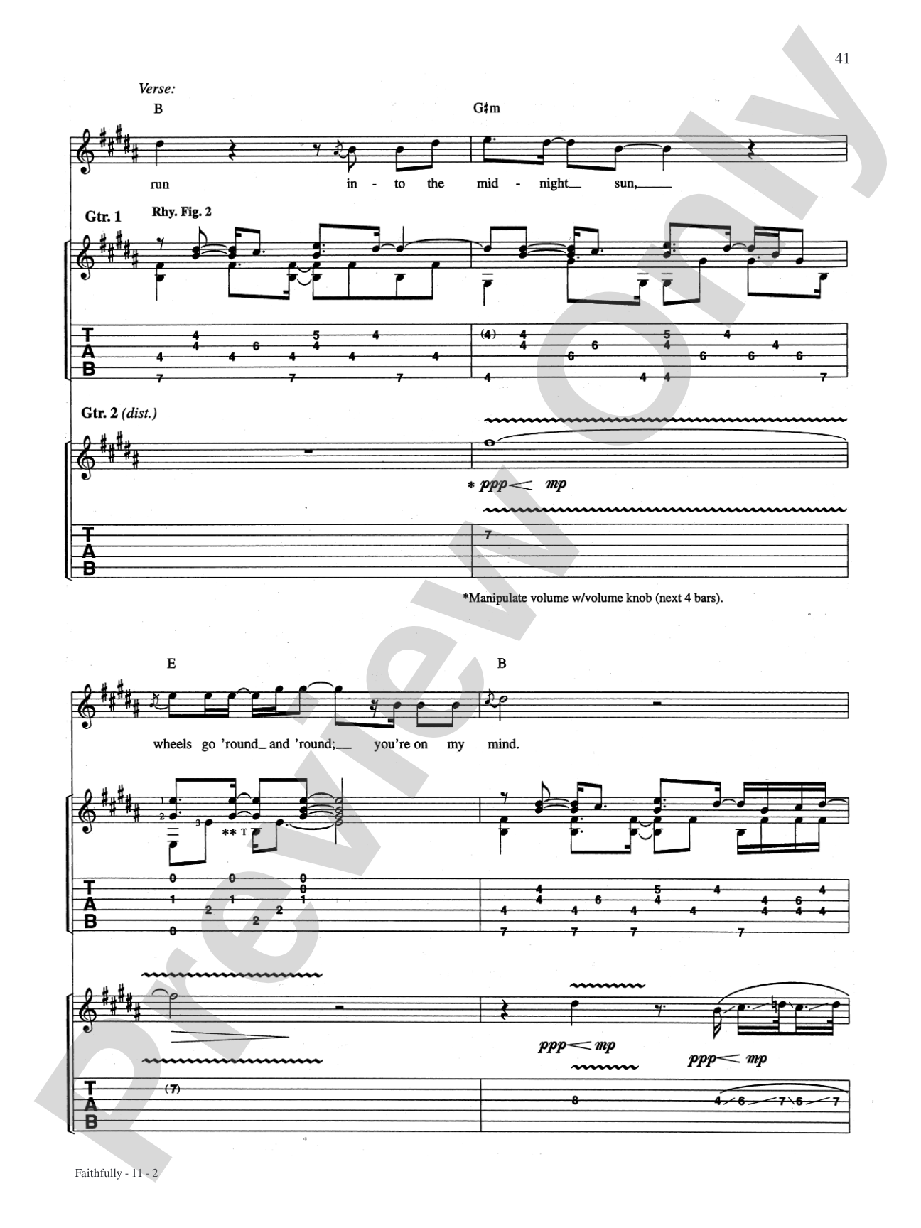Faithfully: Authentic Guitar TAB