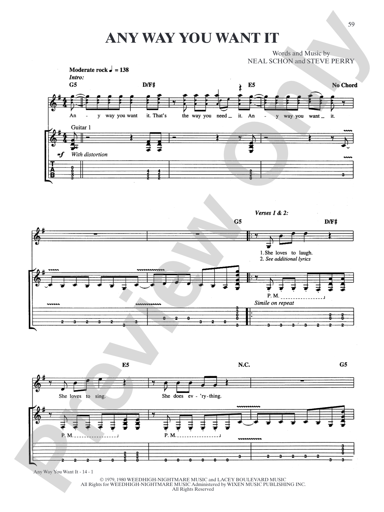 Any Way You Want It: Authentic Guitar TAB
