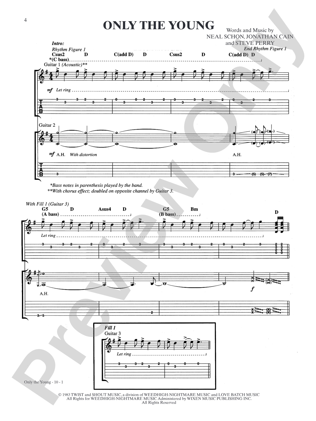 Only the Young: Authentic Guitar TAB