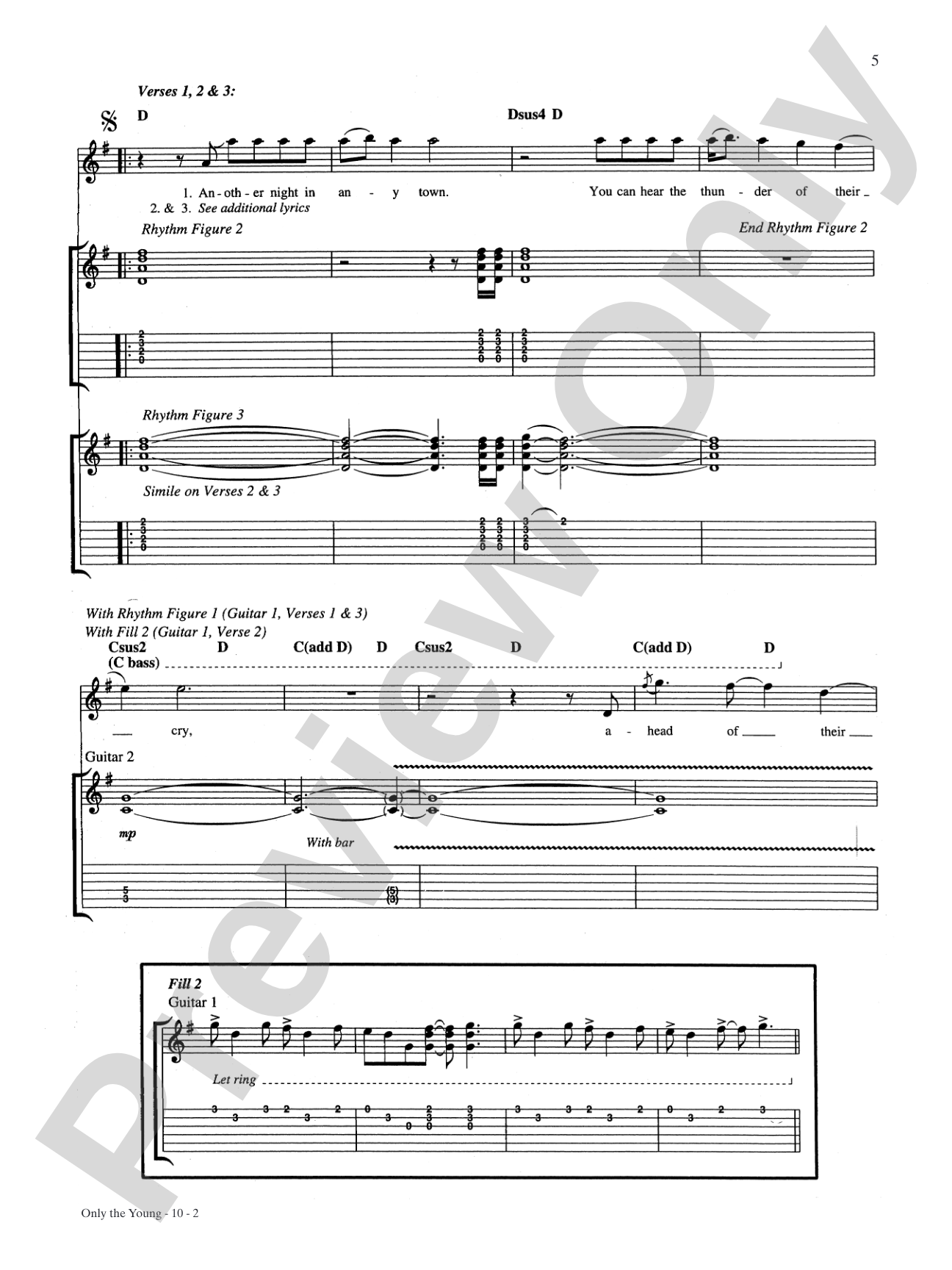 Only the Young: Authentic Guitar TAB