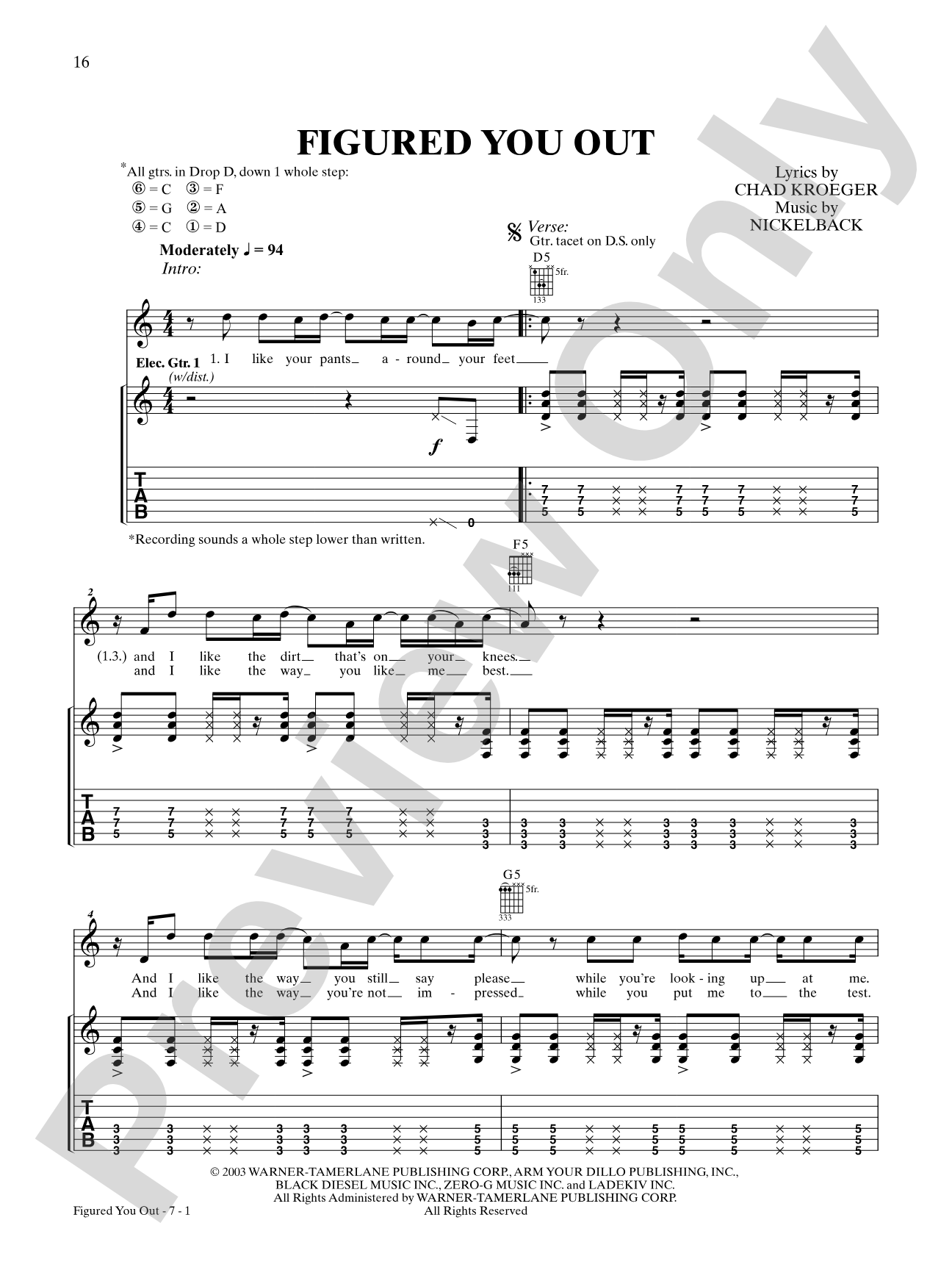 Figured You Out: Authentic Guitar TAB