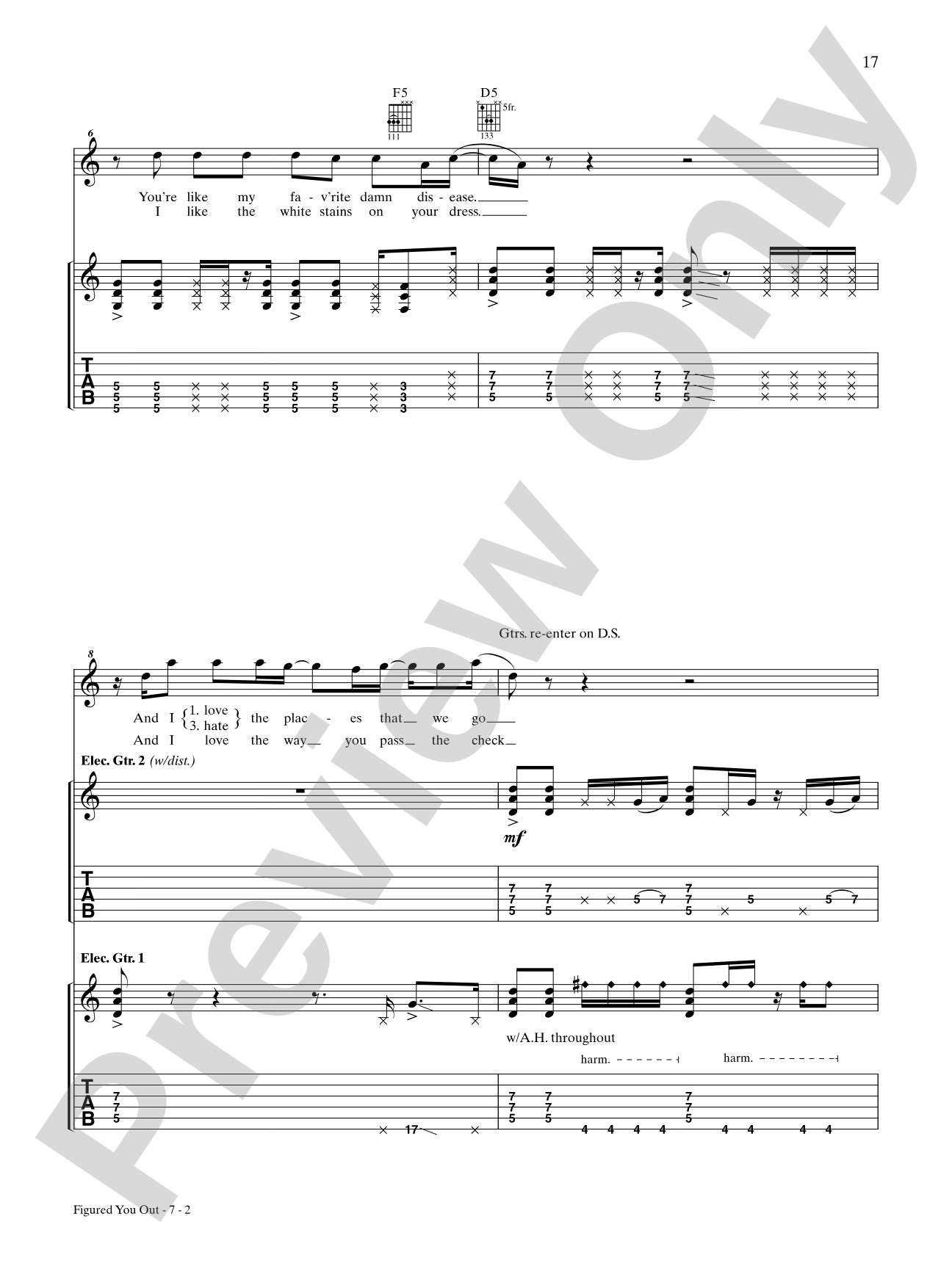 Figured You Out: Authentic Guitar TAB