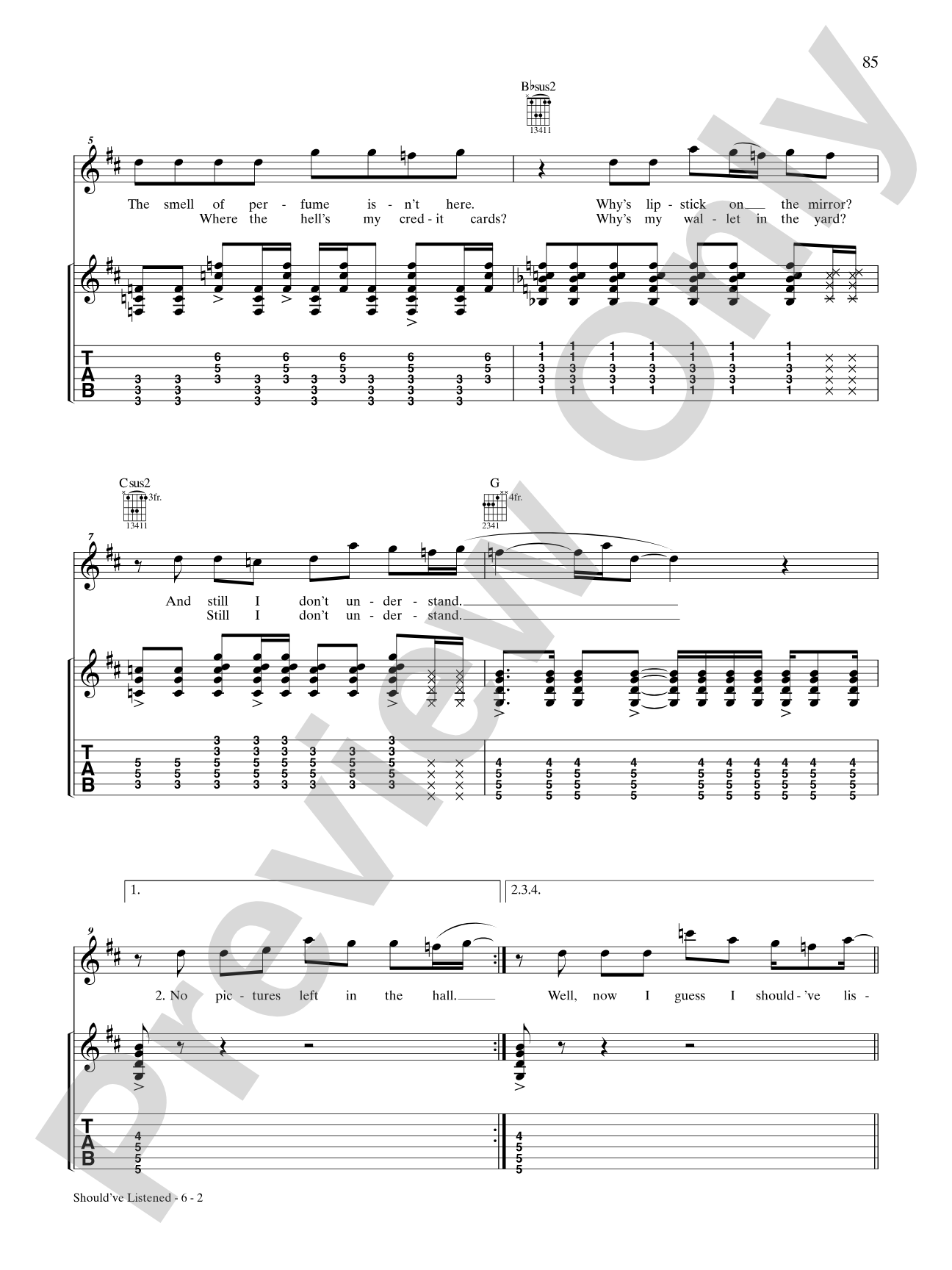 Should've Listened: Authentic Guitar TAB