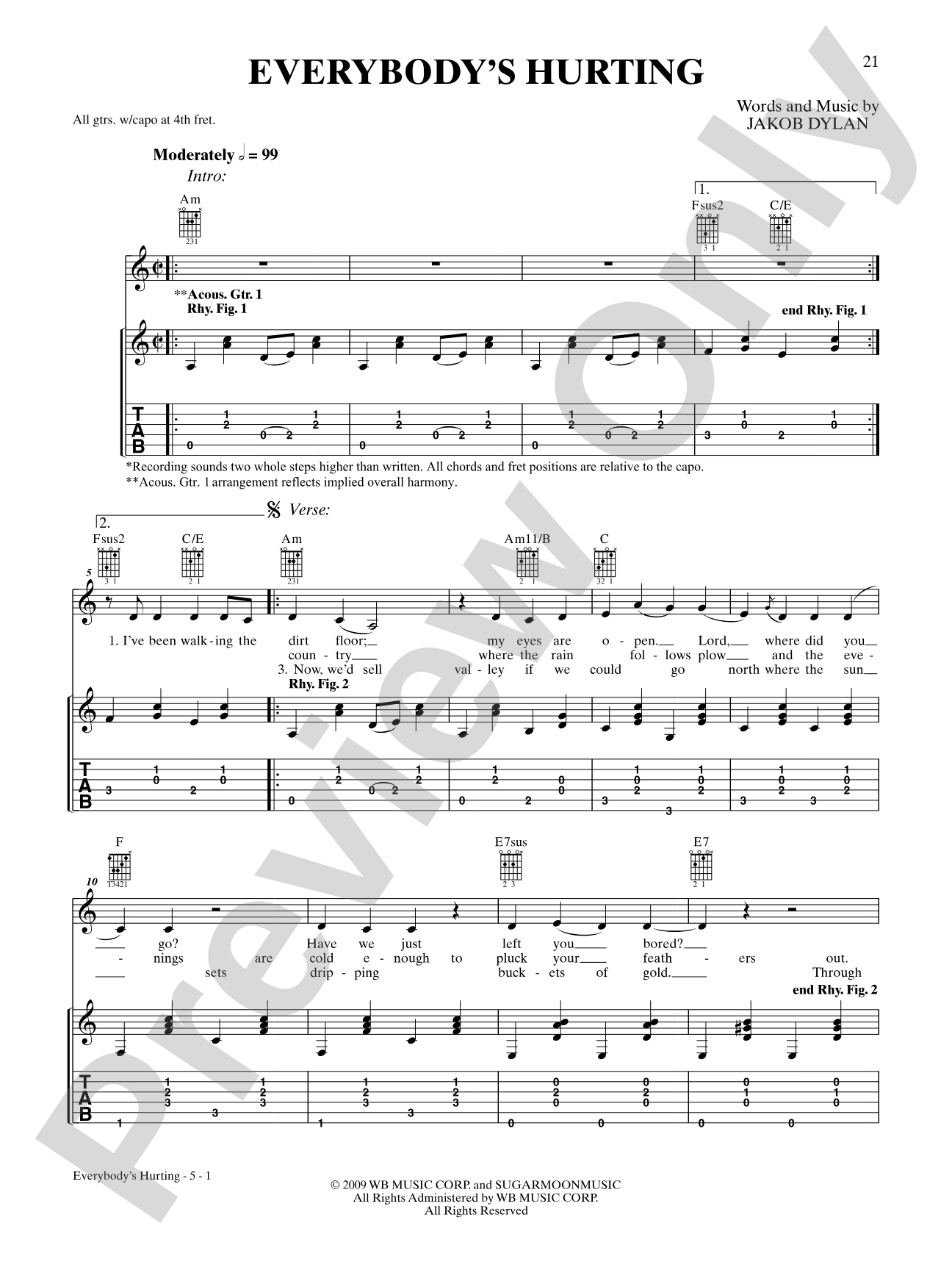 Everybody's Hurting: Authentic Guitar TAB