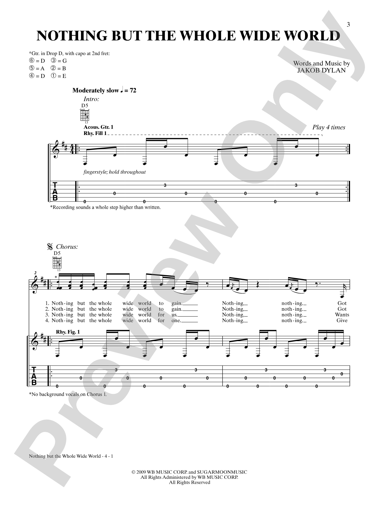 Nothing but the Whole Wide World: Authentic Guitar TAB