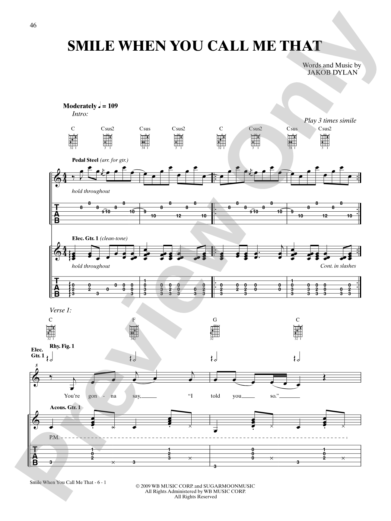 Smile When You Call Me That: Authentic Guitar TAB