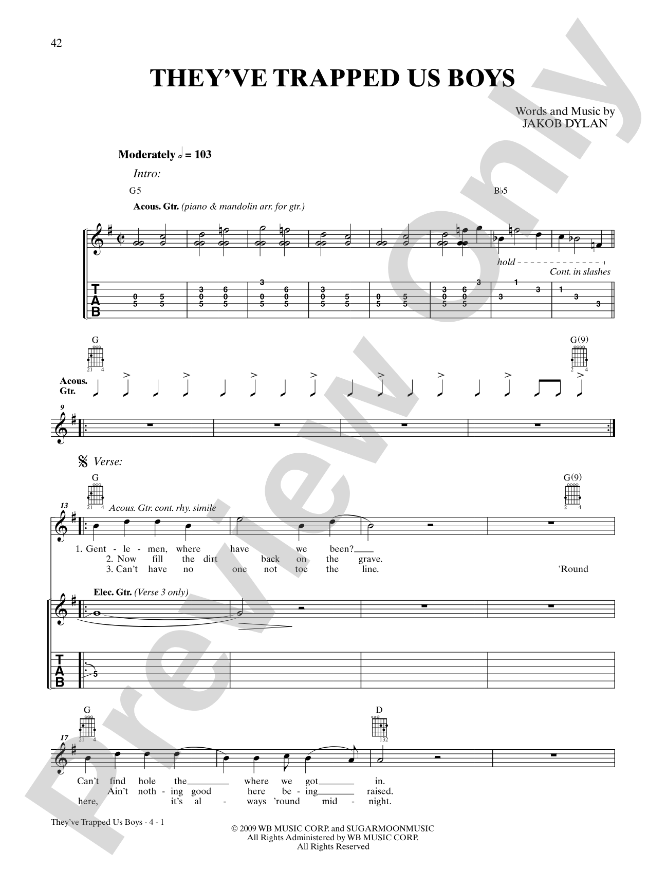 They've Trapped Us Boys: Authentic Guitar TAB