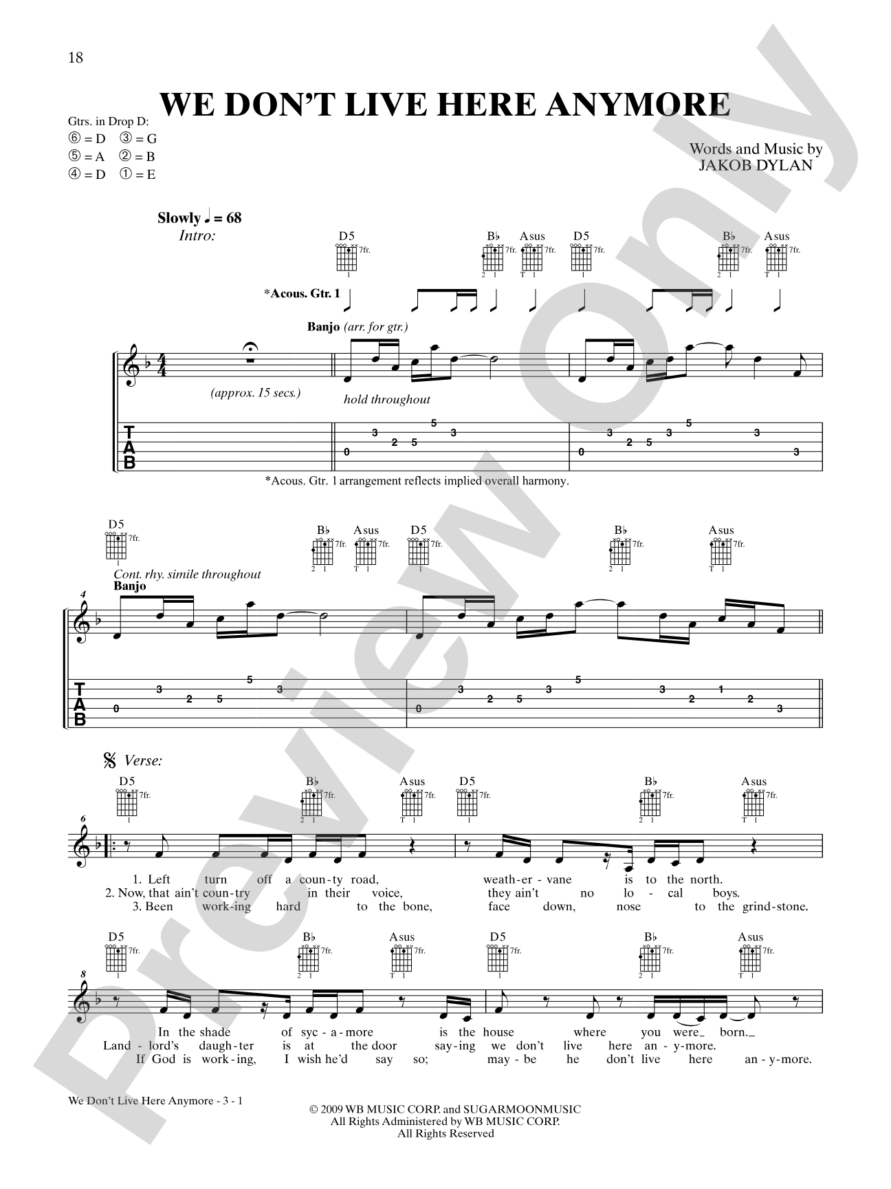 We Don't Live Here Anymore: Authentic Guitar TAB