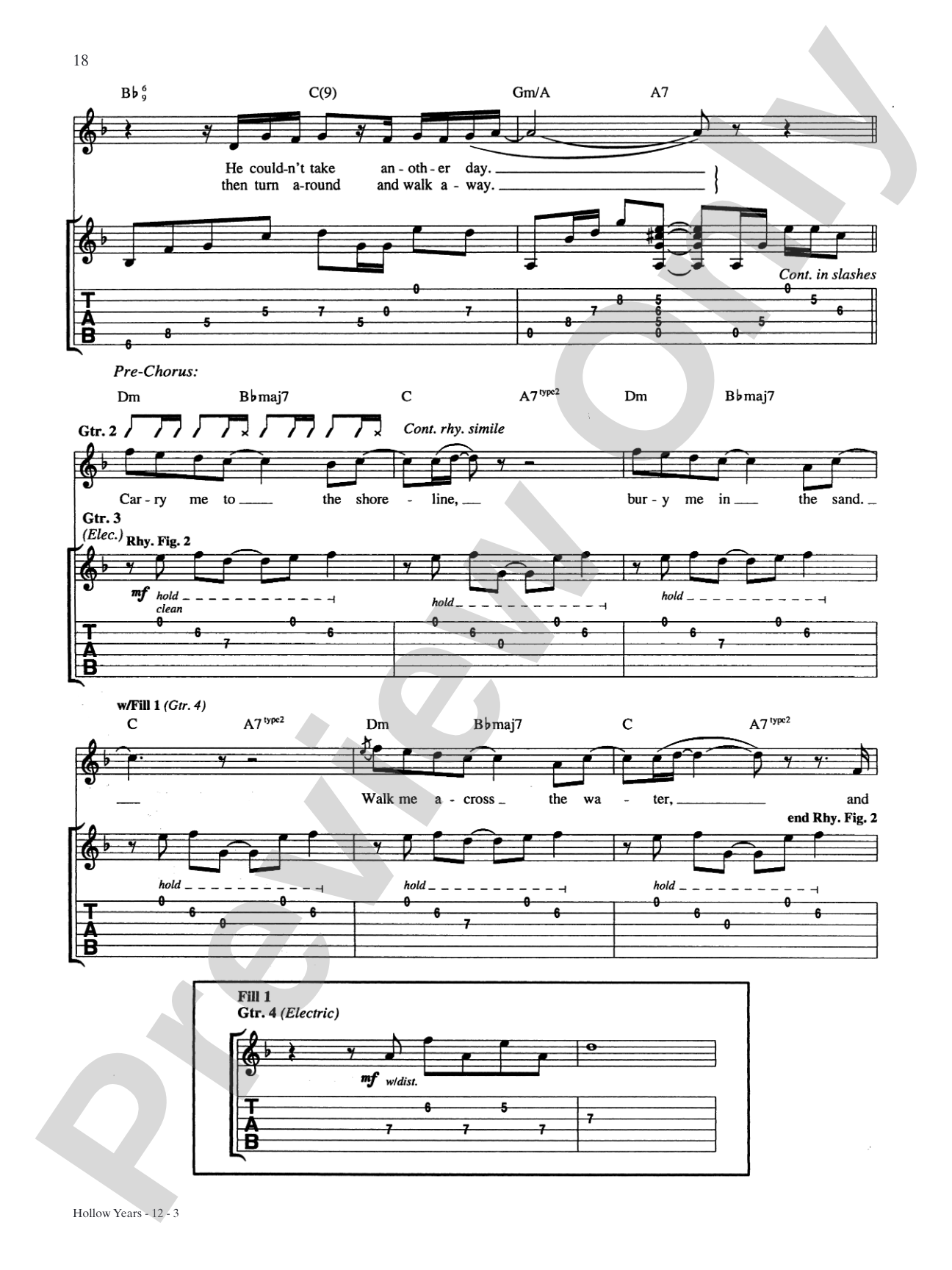 Hollow Years: Authentic Guitar TAB