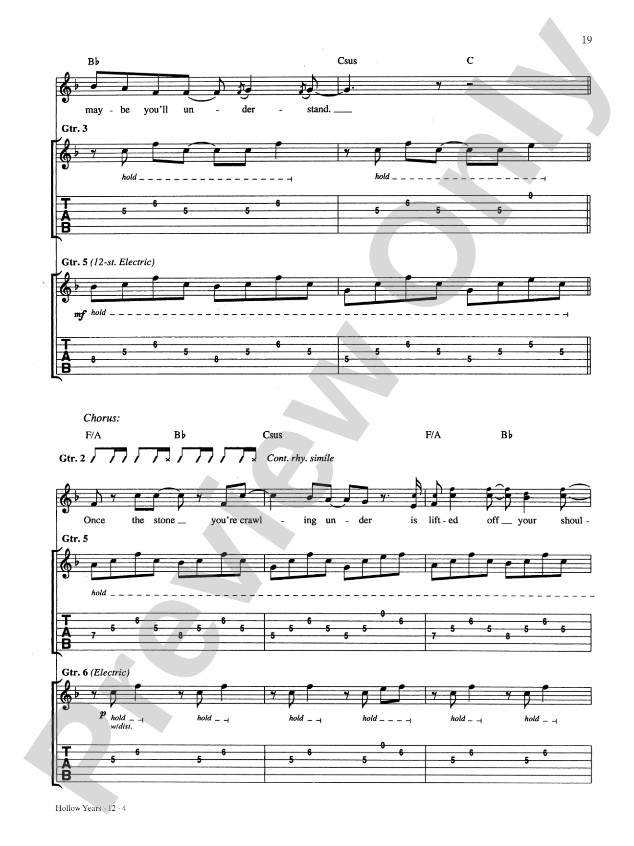 Hollow Years: Authentic Guitar TAB