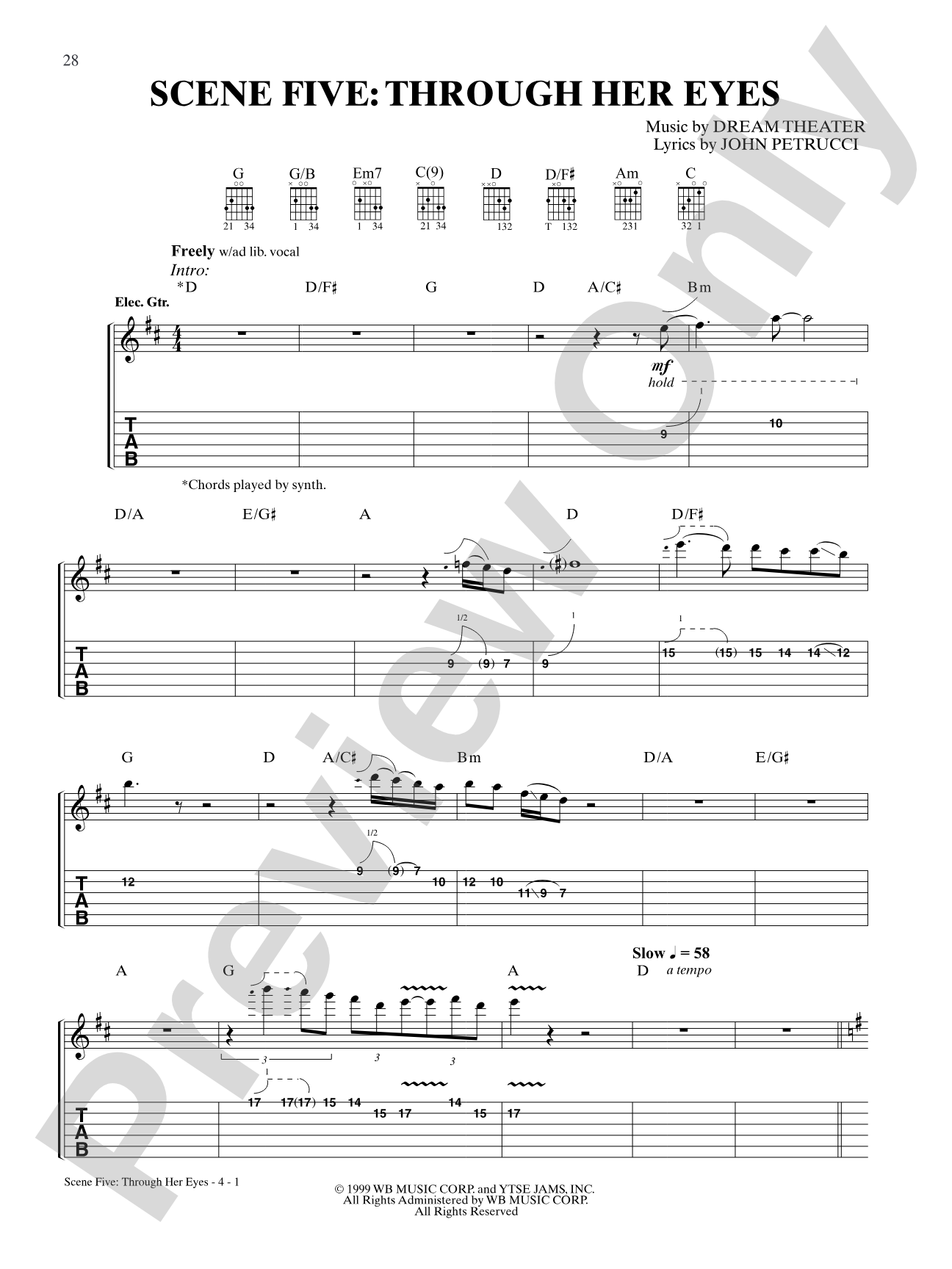 Scene Five: Through Her Eyes: Authentic Guitar TAB