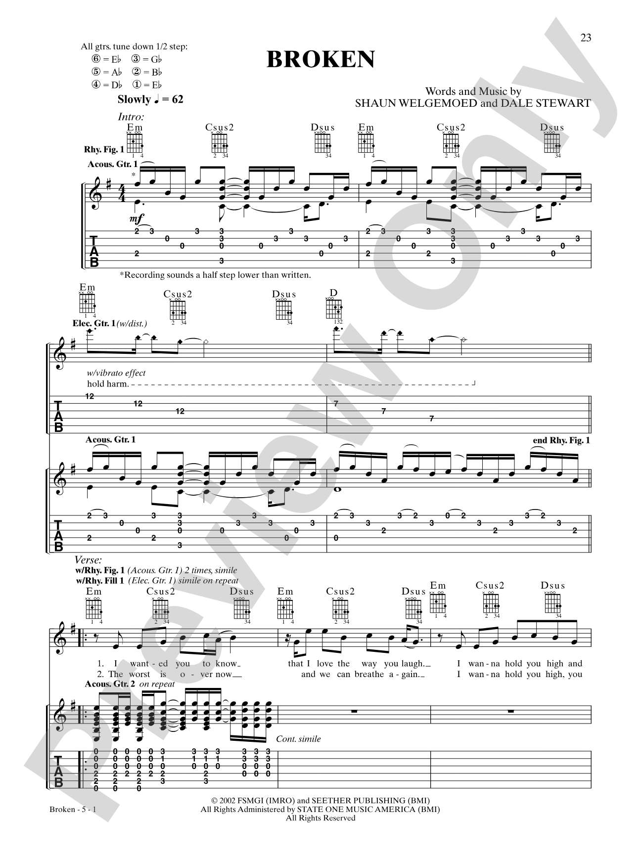 Broken: Authentic Guitar TAB