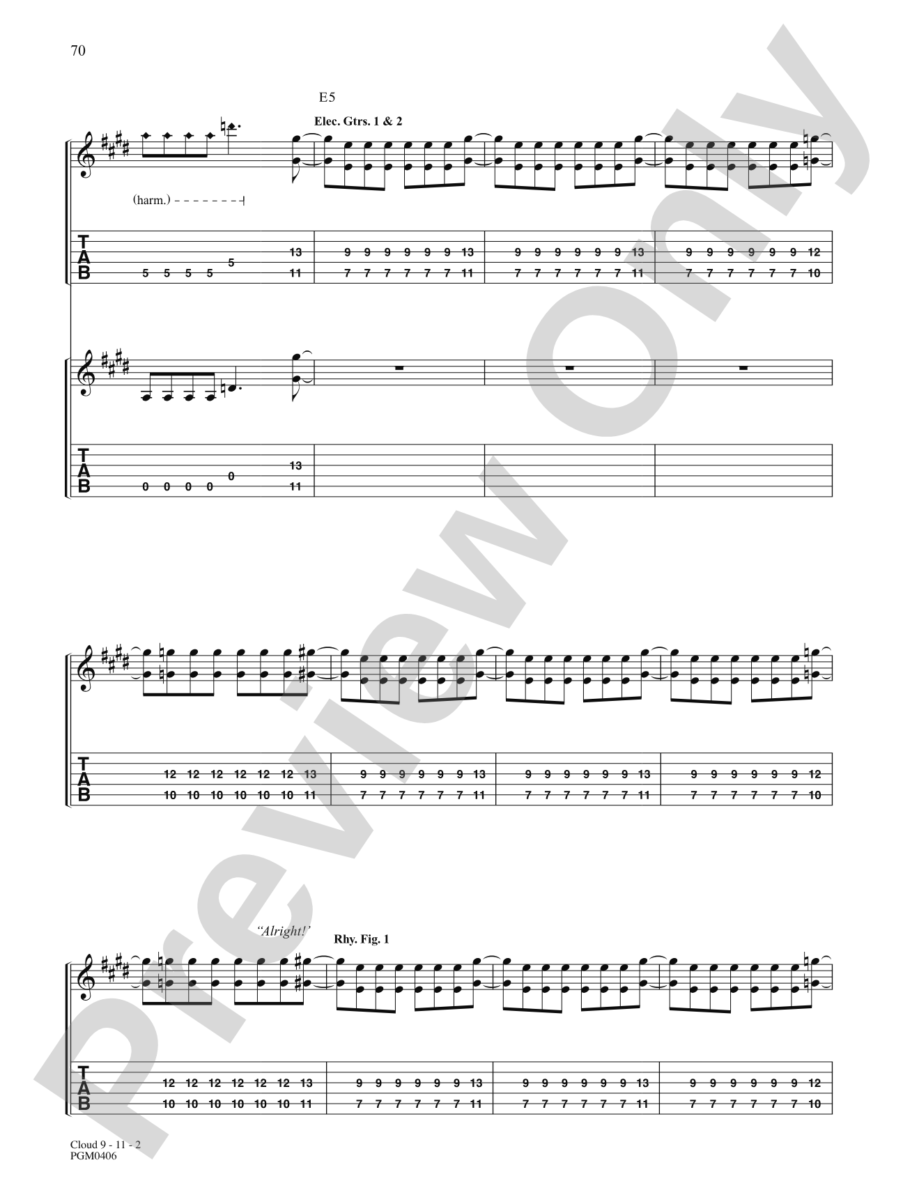 Cloud 9: Authentic Guitar TAB