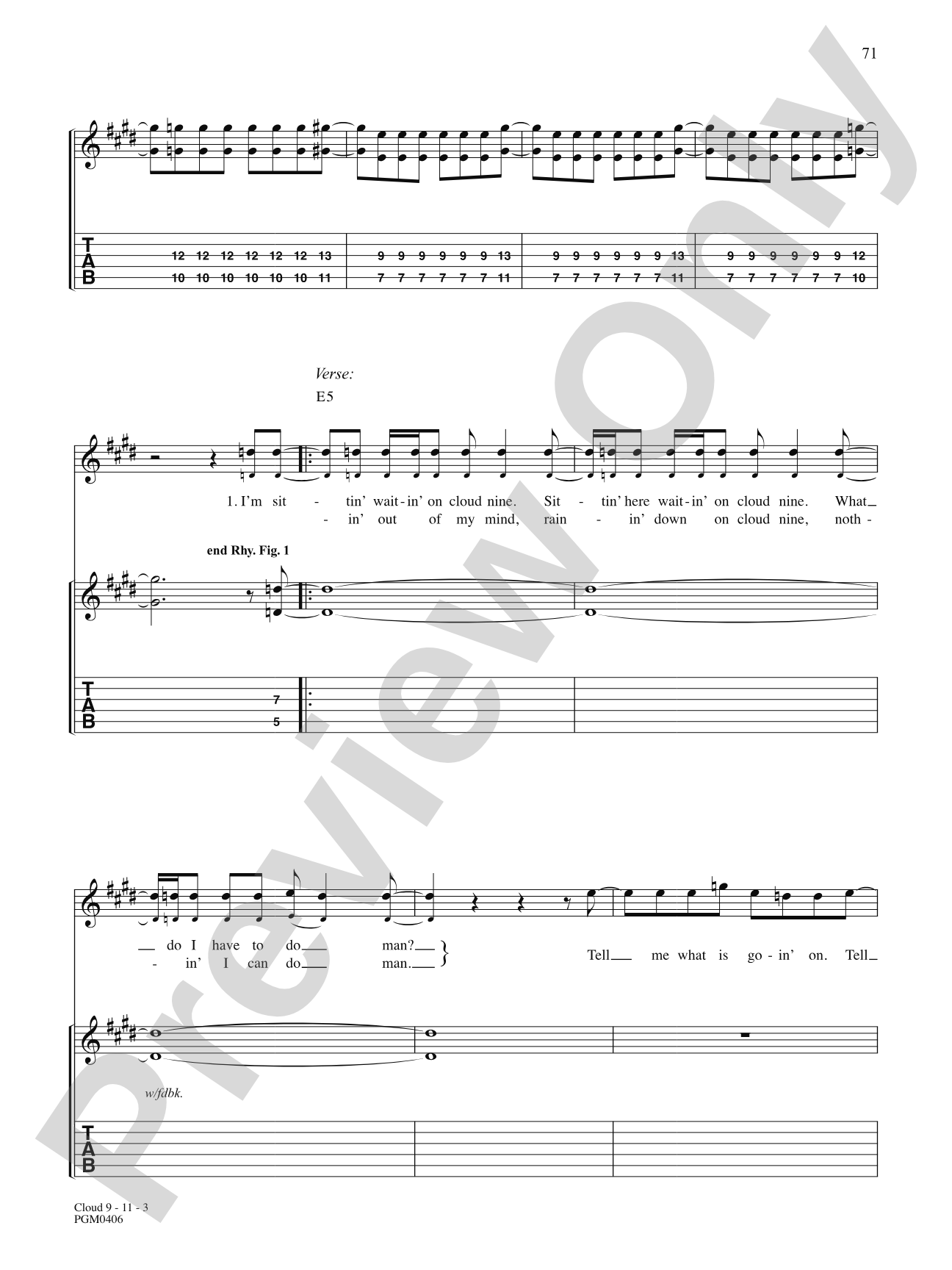 Cloud 9: Authentic Guitar TAB