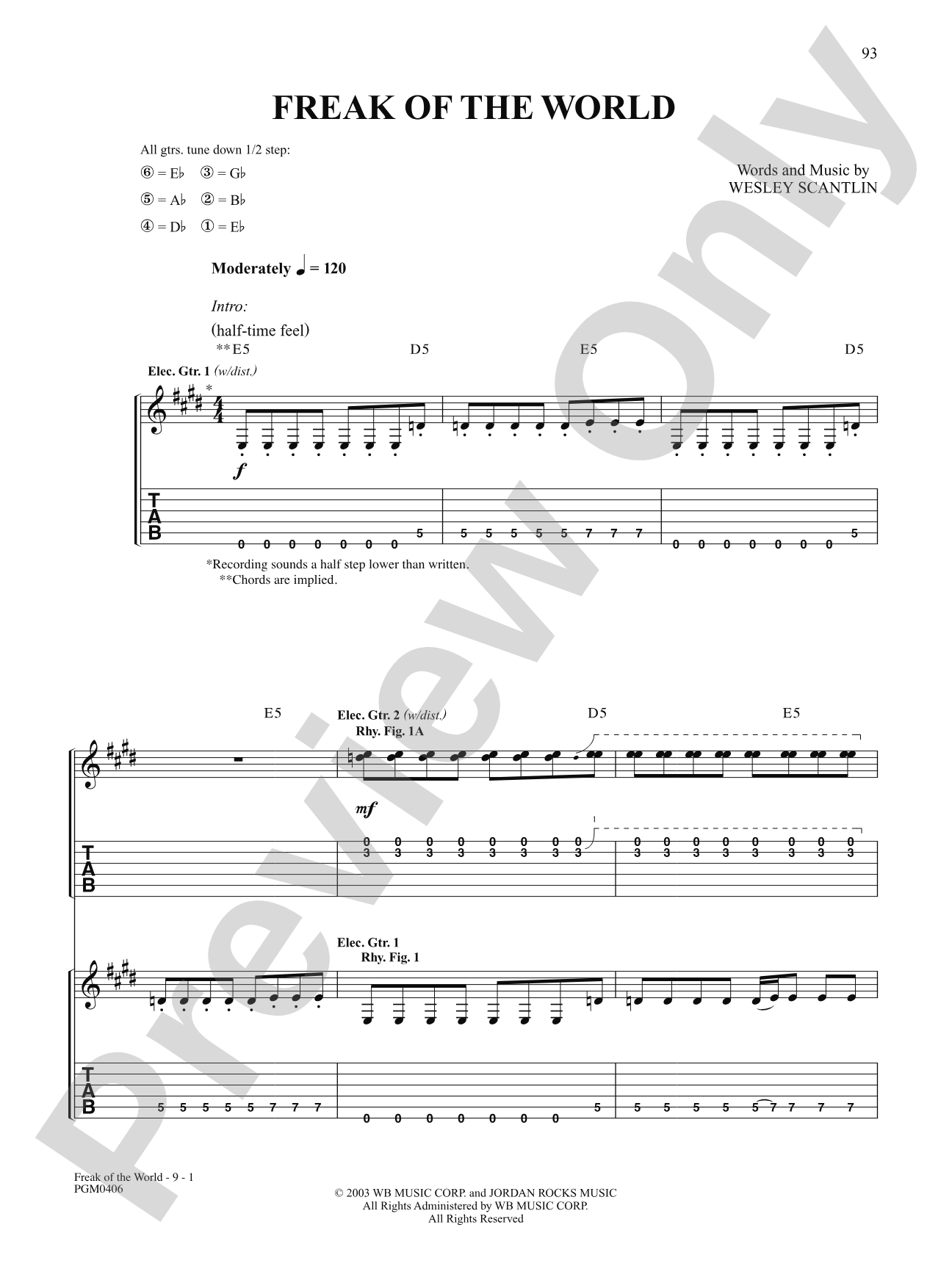 Freak of the World: Authentic Guitar TAB