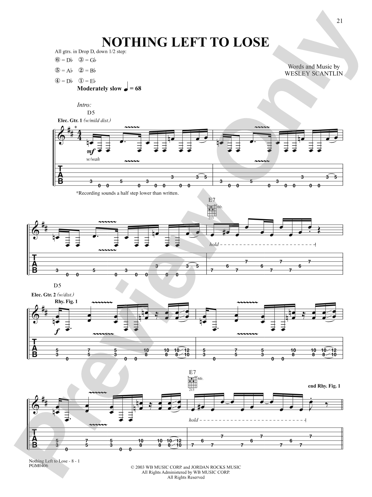 Nothing Left to Lose: Authentic Guitar TAB