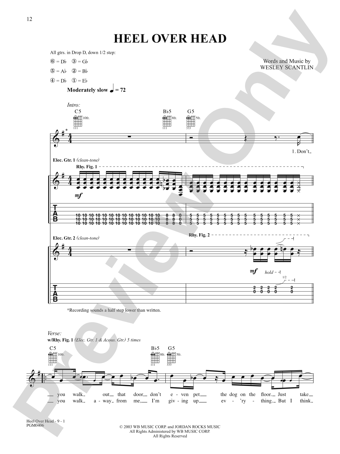 Heel Over Head: Authentic Guitar TAB