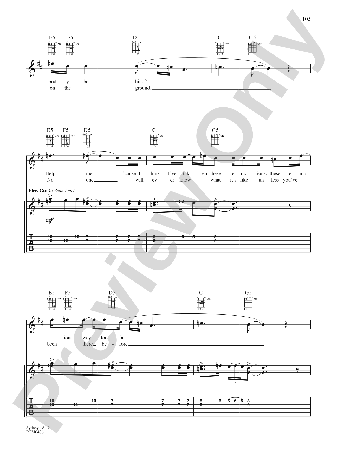 Sydney: Authentic Guitar TAB