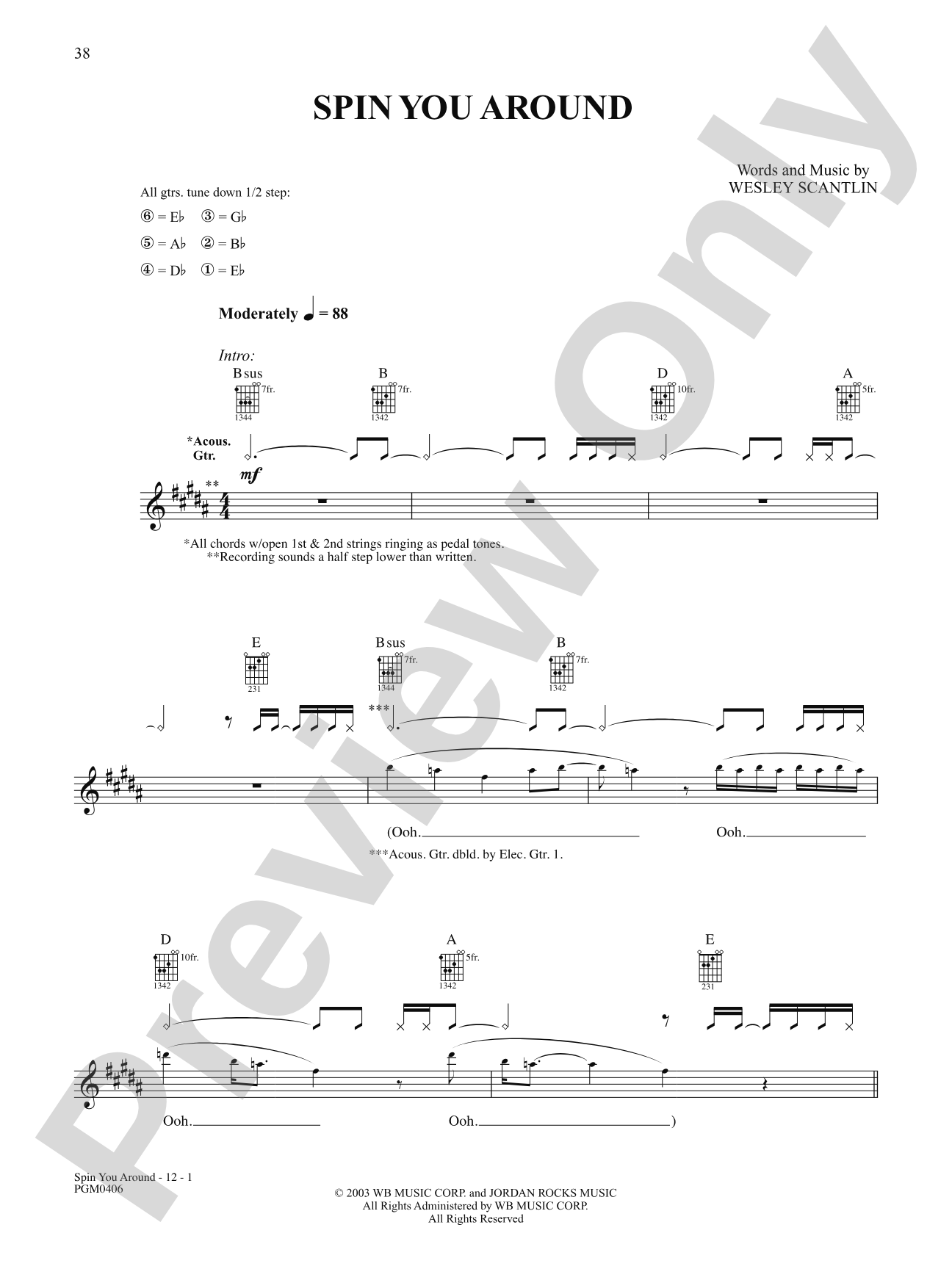 Spin You Around: Authentic Guitar TAB
