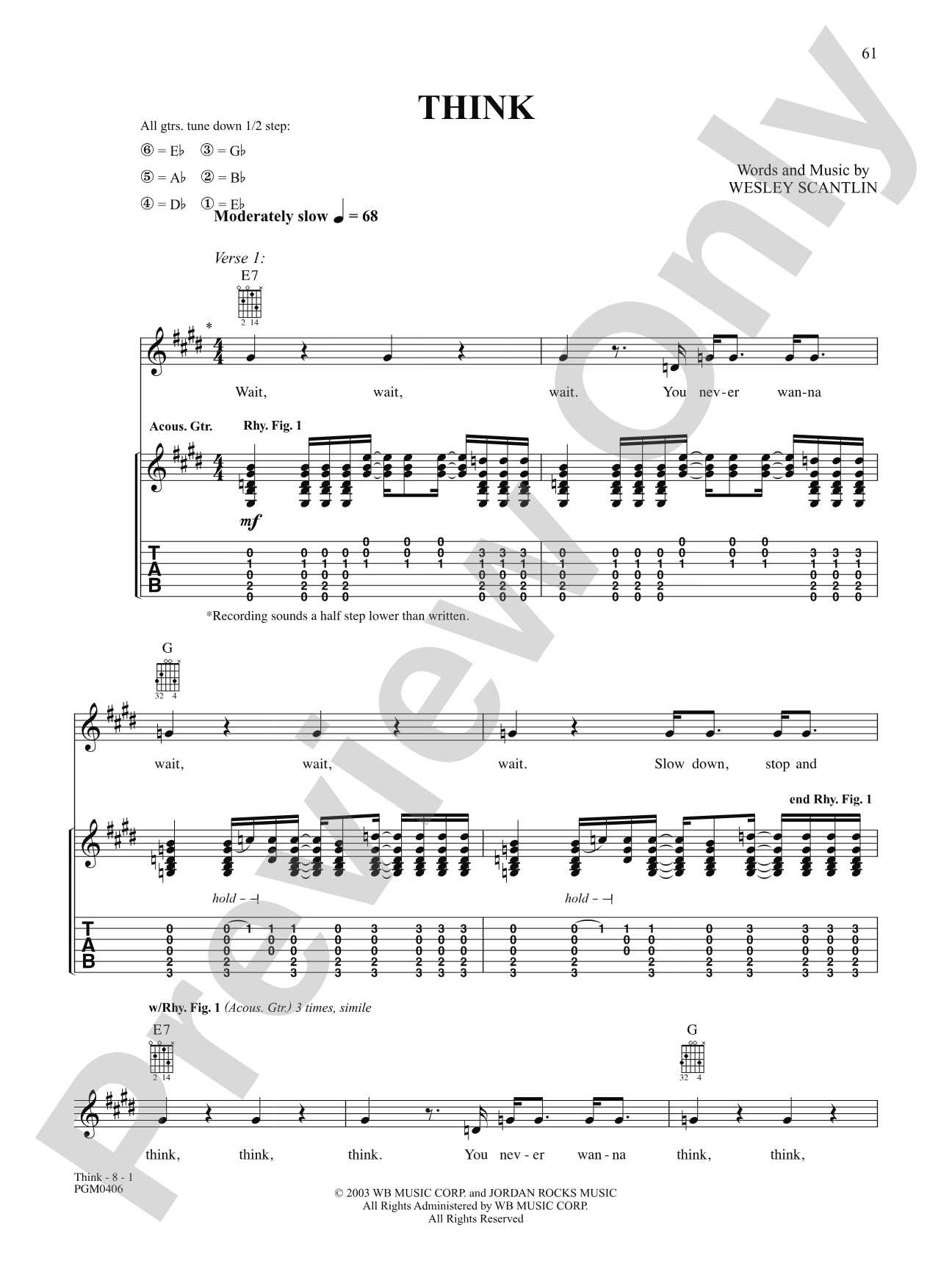 Think: Authentic Guitar TAB