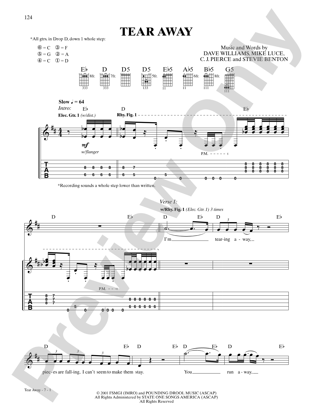Tear Away: Authentic Guitar TAB